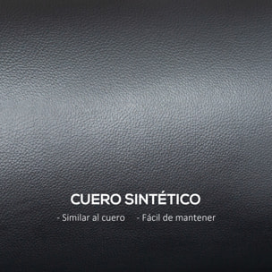 Sofá de 2 Plazas Tapizado en Cuero Sintético Sofá de Salón de 117 cm con Reposabrazos Acolchado Grueso Respaldo Acanalado y Patas de Madera para Dormitorio Sala de Estar Negro