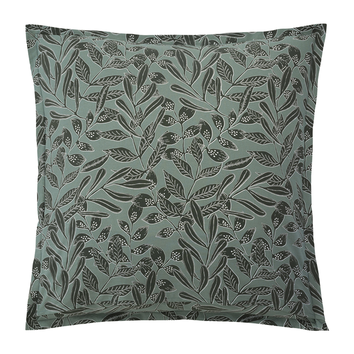 Taie d'oreiller imprimée en coton, GAÏA, Vert