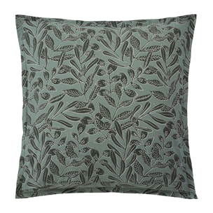 Taie d'oreiller imprimée en coton, GAÏA, Vert