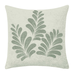 Coussin polylin imprimé feuillage - Vert