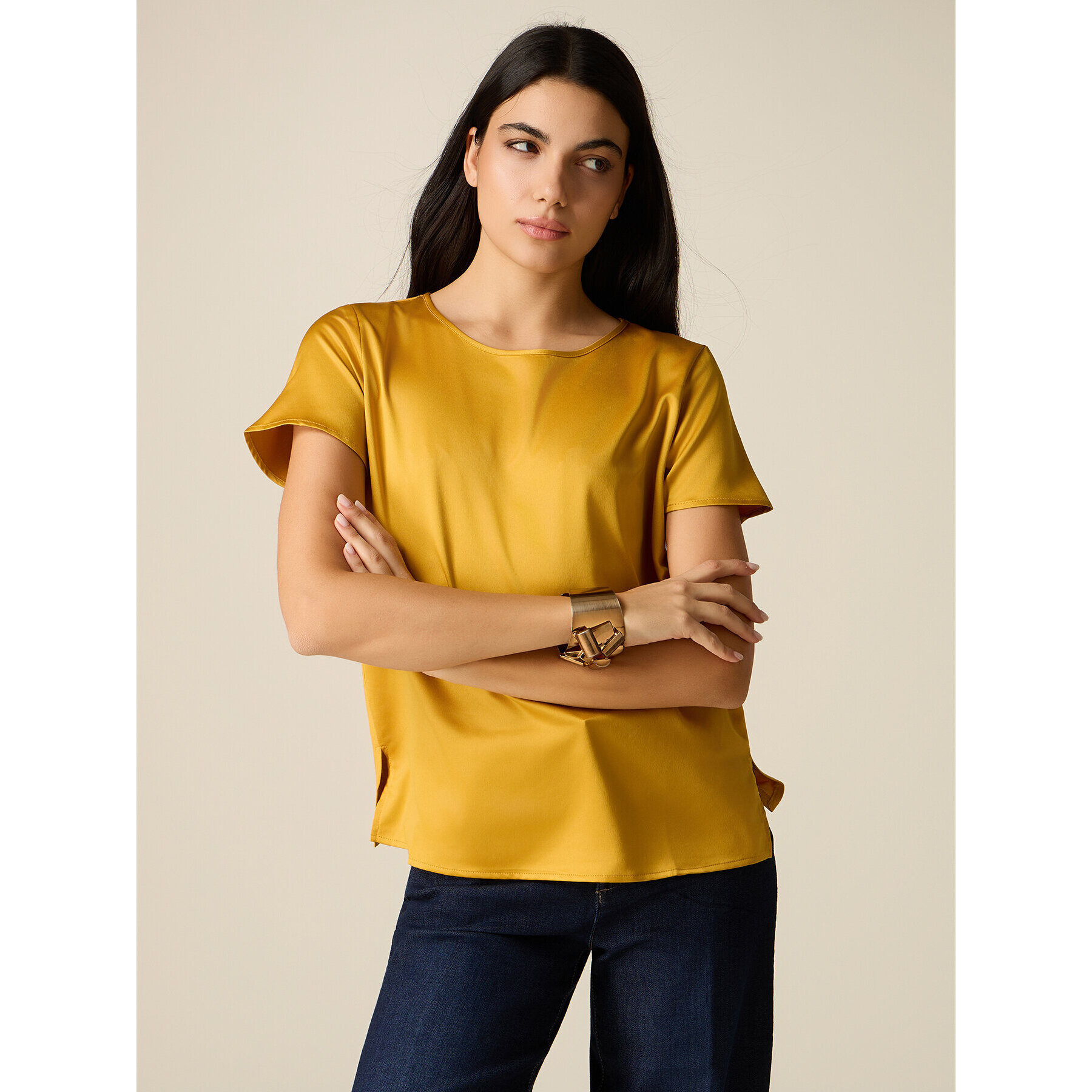 Oltre - Camiseta bimatérica - Amarillo
