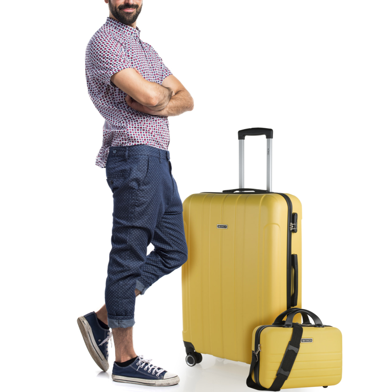 Juego De Maletas Rígidas Abs Itaca Havel Amarillo