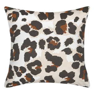 Housse de coussin imprimée motif léopard - Marron Foncé