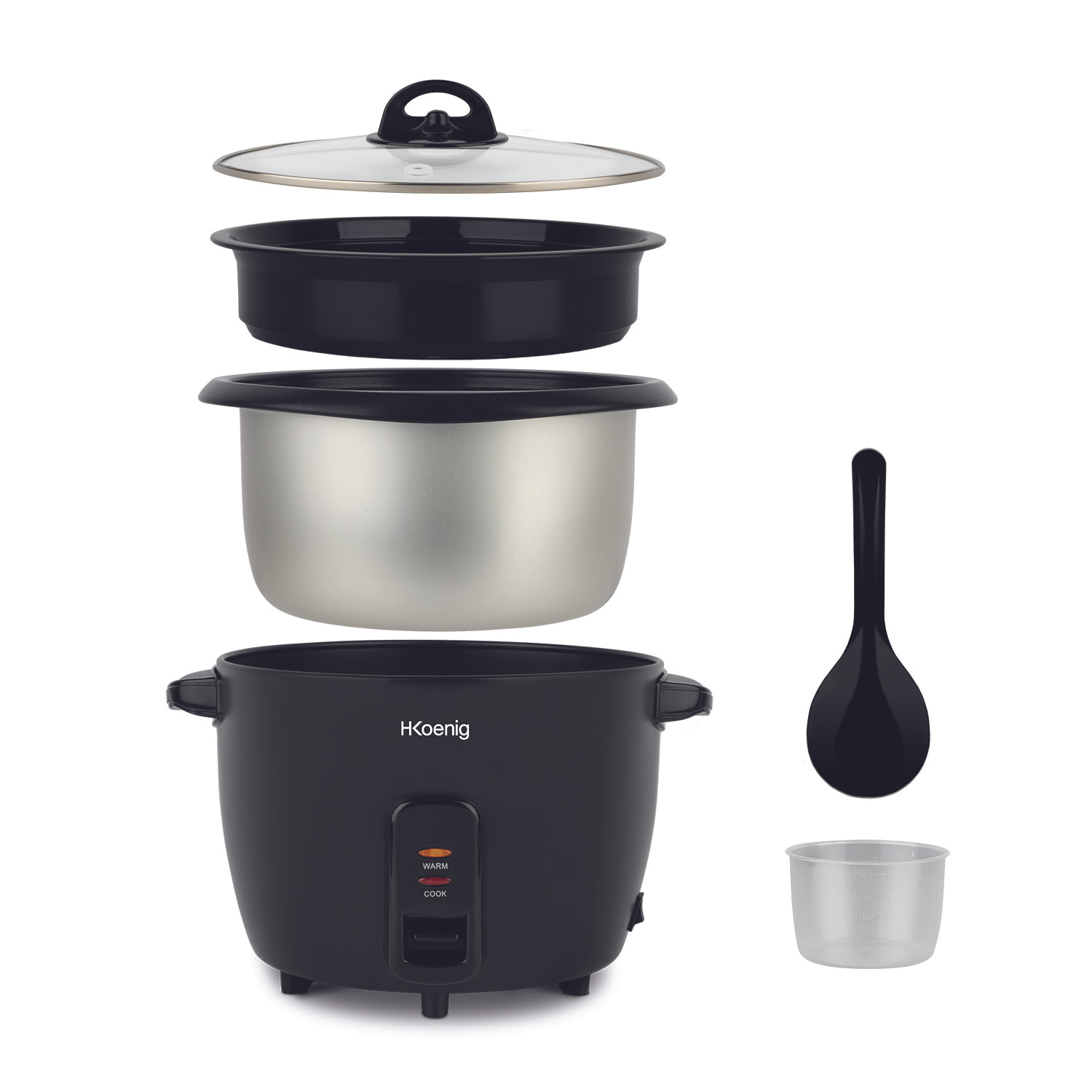 ORYZA4 H.Koenig, Olla arrocera, 0.8L, antiadherente, mantenimiento del calor, apagado automático, Sin BPA, 350W