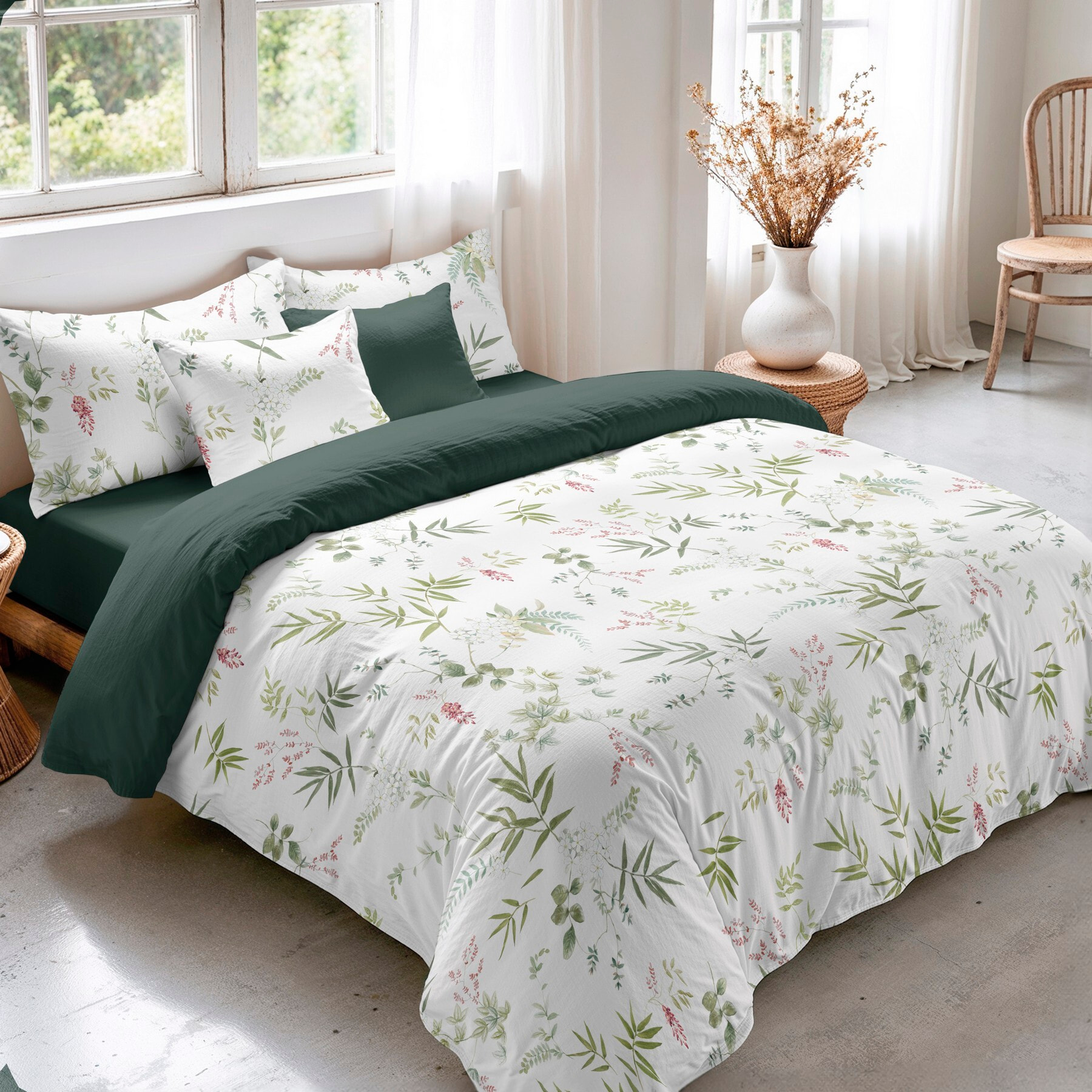 Housse de couette verte trèfle