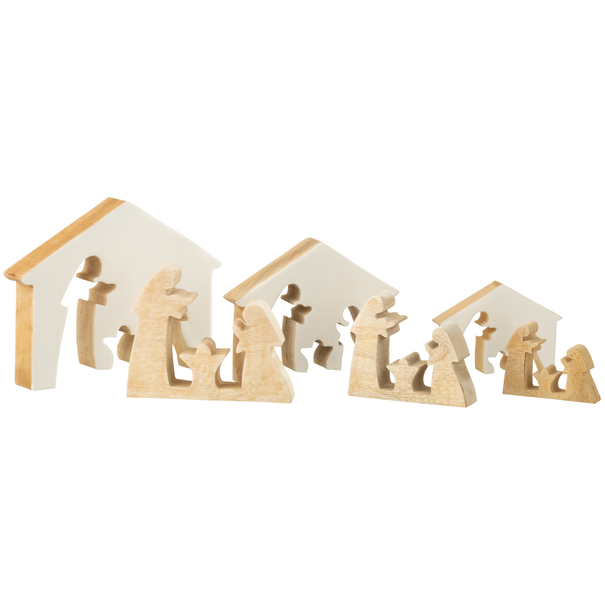 J-Line décoration Crèche Maison - bois - blanc/naturel - large