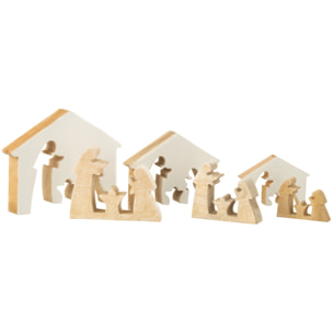 J-Line décoration Crèche Maison - bois - blanc/naturel - large