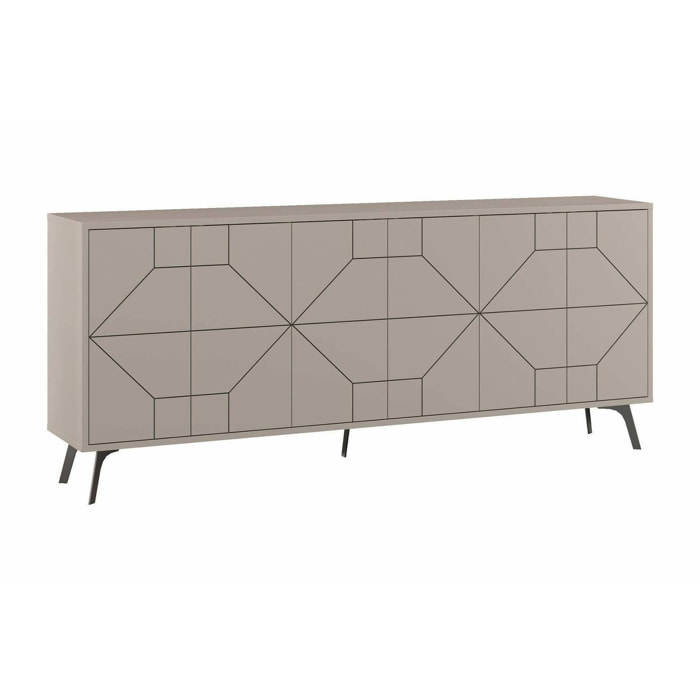 Credenza Africo, Buffet da soggiorno, Madia da salotto, Dispensa da cucina, 184x35h77 cm, Cemento
