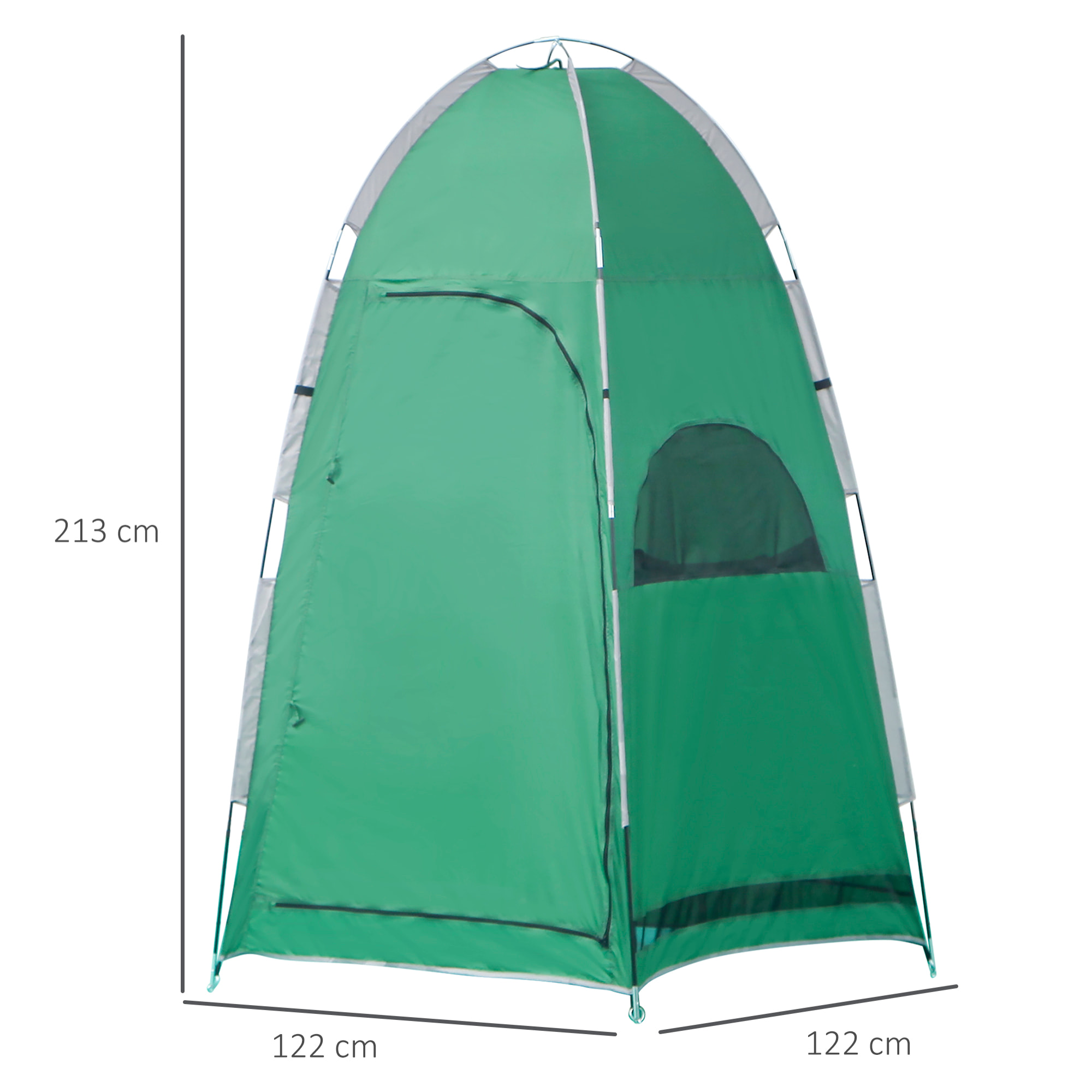 Outsunny Tienda de Ducha Portátil Tienda de Privacidad Emergente 122x122x213 cm UPF30+ Cambiador para Camping WC Inodoro Senderismo Verde