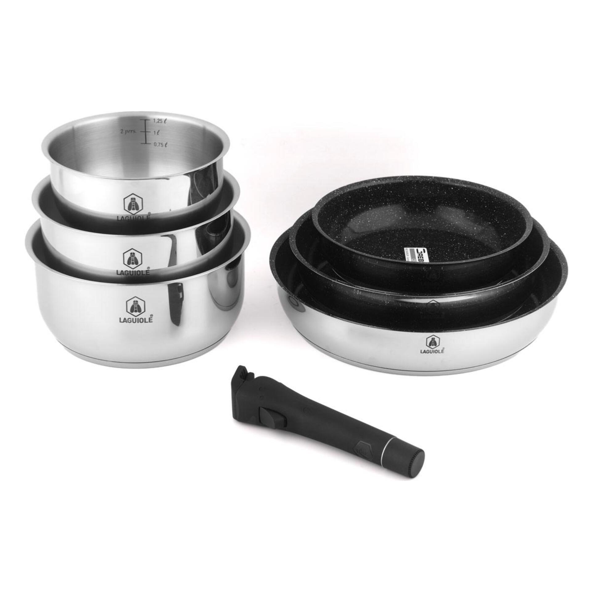 Set de 7 pièces inox amovible antiadhésif - "Réactif"