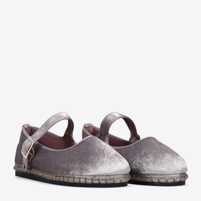 Bailarinas lila de terciopelo con hebilla