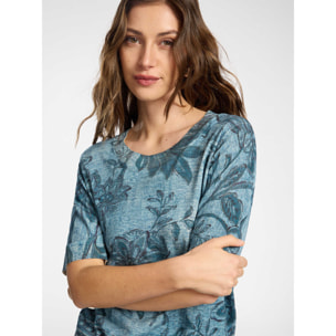 Elena Mirò - Jersey estampado mezcla de algodón - Azul