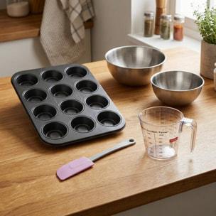 Set à pâtisserie 1 moule à 12 babas au rhum 2 bols à mixer 1 verre mesureur et 1 spatule Zenker Spécial Créative