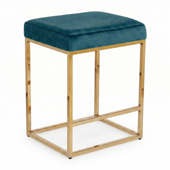 Sgabello Imbottito in Effetto Velluto con Seduta Confortevole e Gambe in Acciaio, Design Moderno per Cucina, Penisola, Isola e Zona Bar