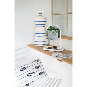 J-Line Miroir de Table + Support Bijoux - métal - blanc - small