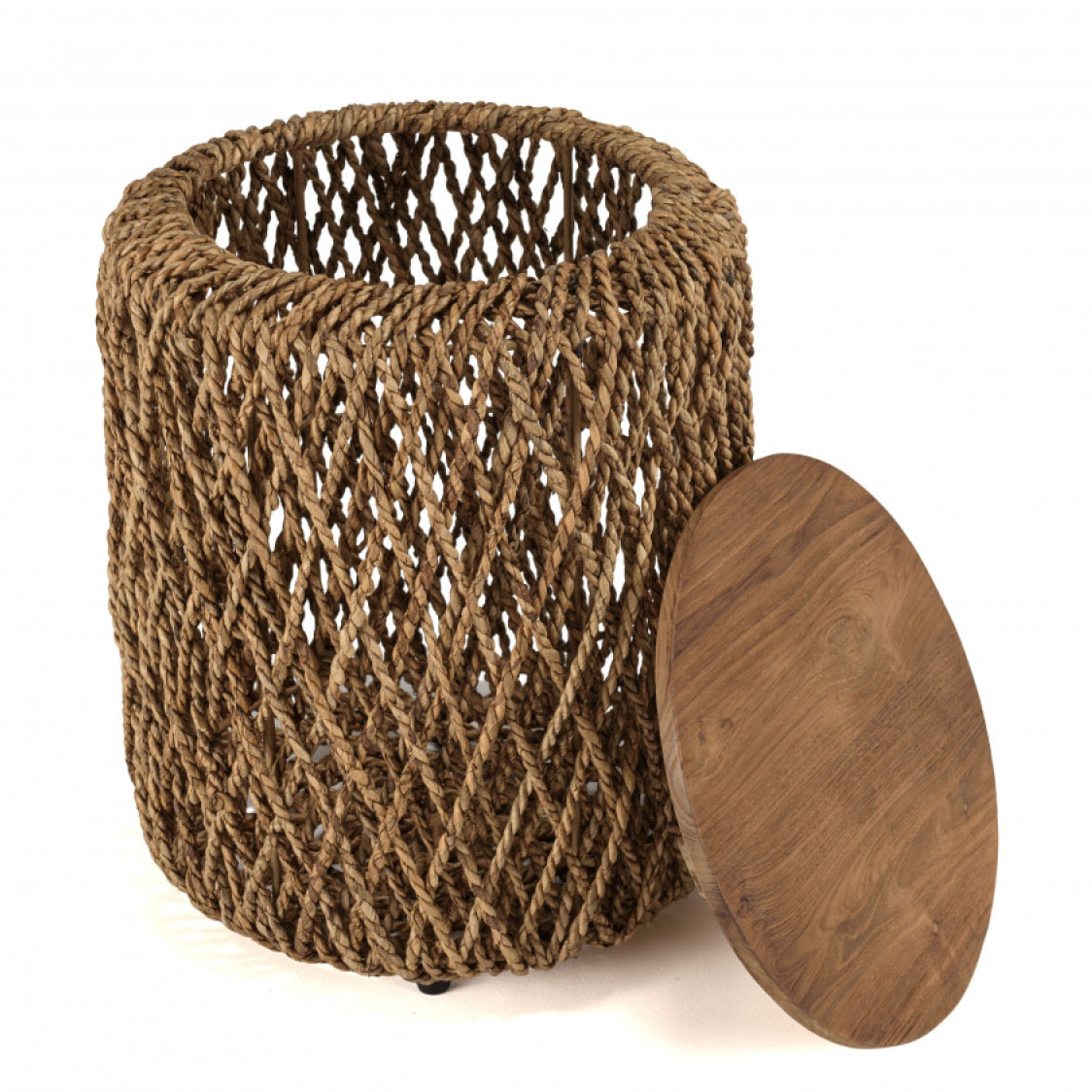 ALIDA - Table d'appoint ronde 40x40cm en tissage de fibre de cocotier