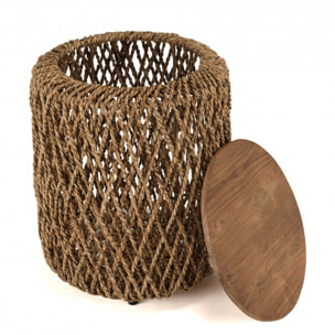 SIXTINE - Table d'appoint ronde 40x40cm en tissage de fibre de cocotier