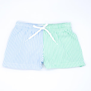 Boxer combinado de rayas verdes y azul.