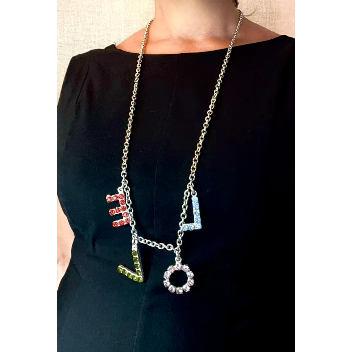 Collar largo MyLove plata 10µ y cristal SW en multicolor