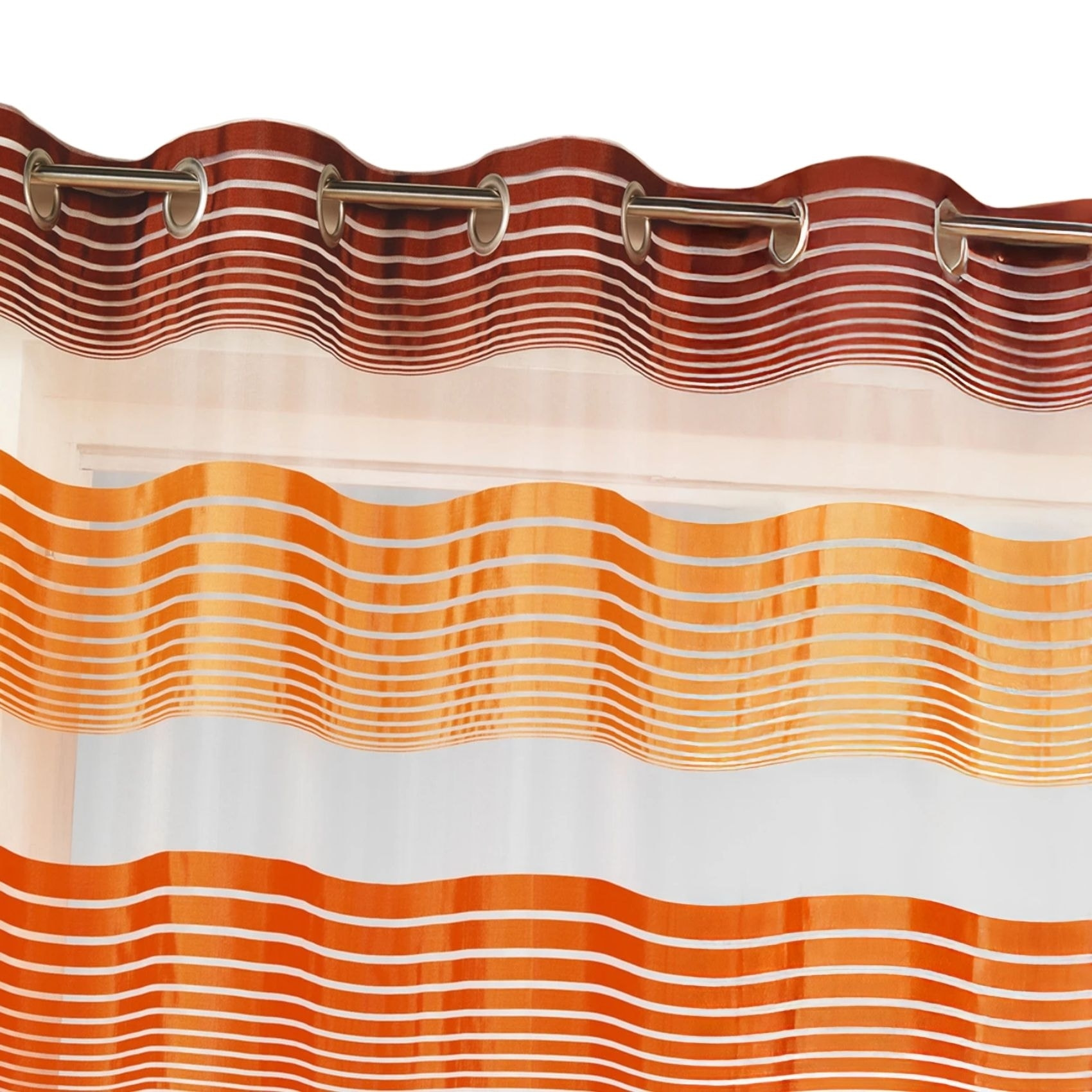 Voilage en organza à fines rayures horizontales - Marron chocolat