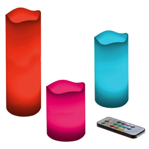 Coffret 3 bougies LED avec télécommande