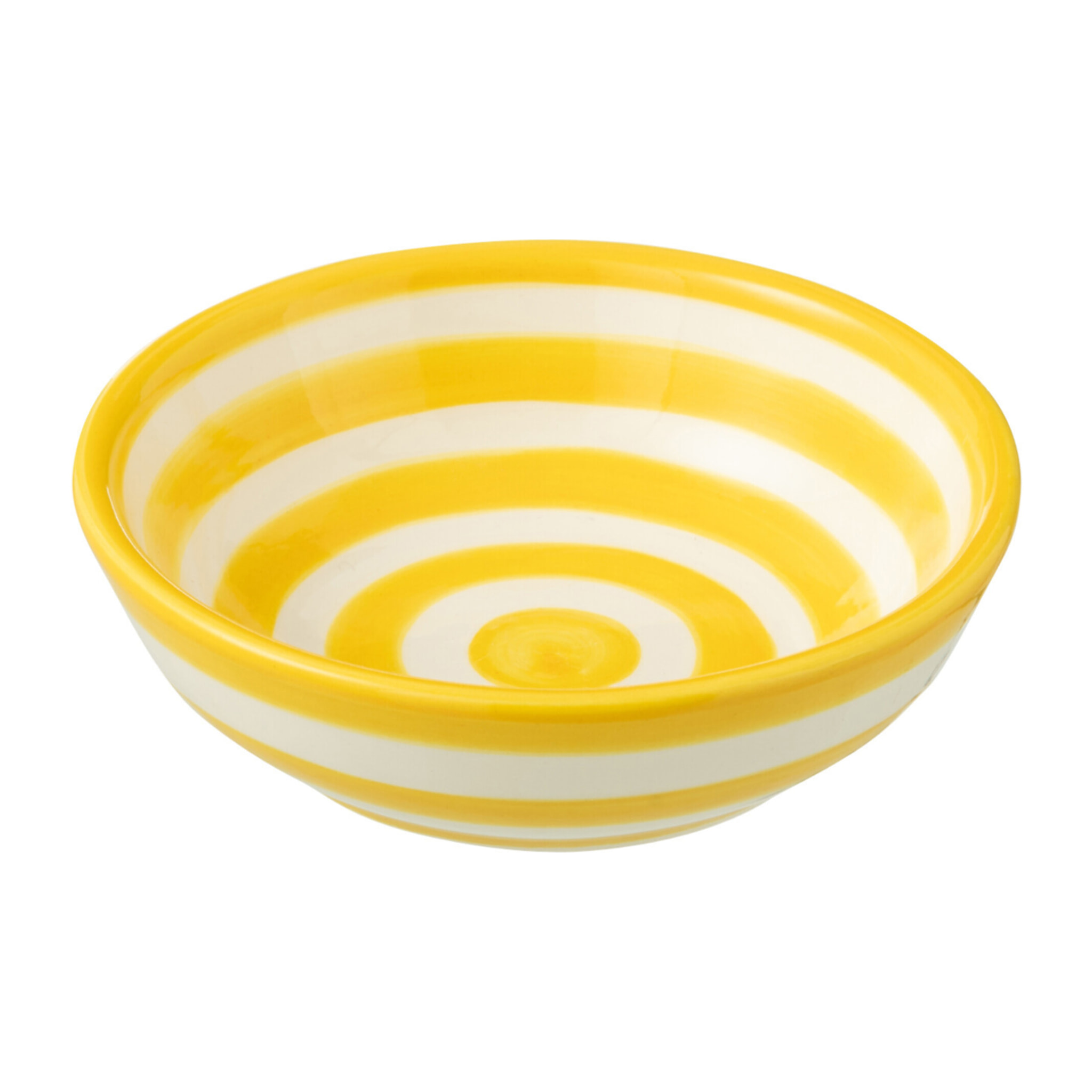 J-Line bol Granada Stripes Low - céramique - blanc/jaune - small - Ø 14 cm