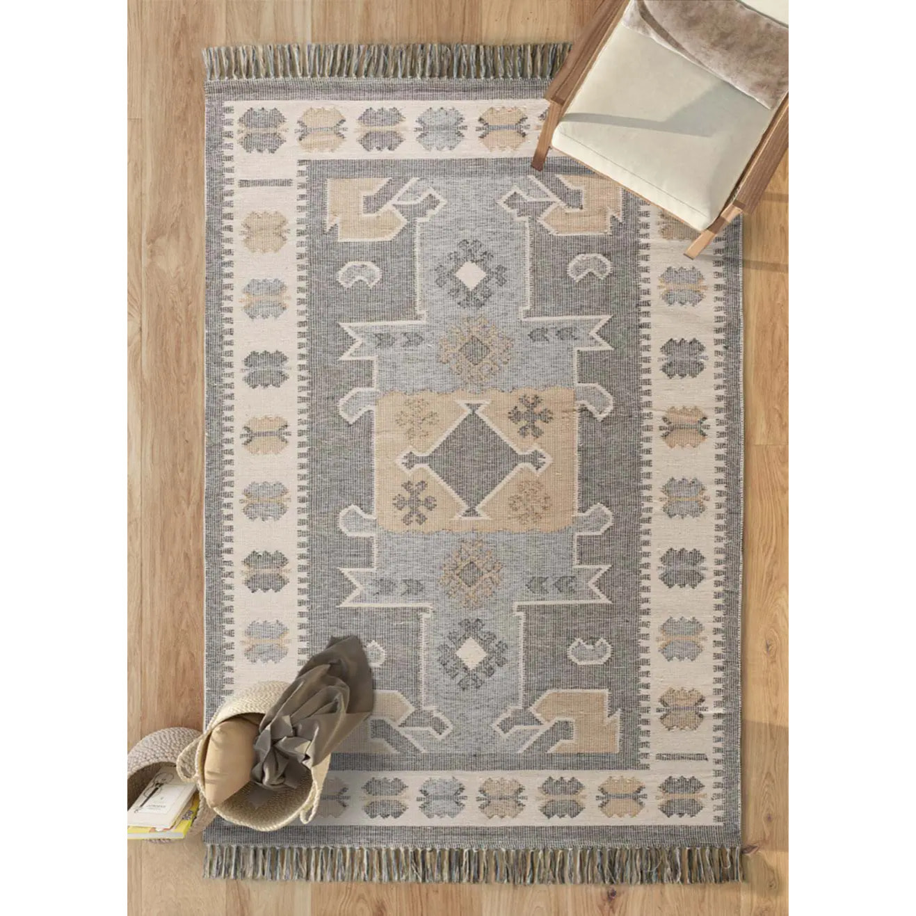 CHANDIA Alfombra kilim algodón reciclado multicolor, varias medidas disponibles