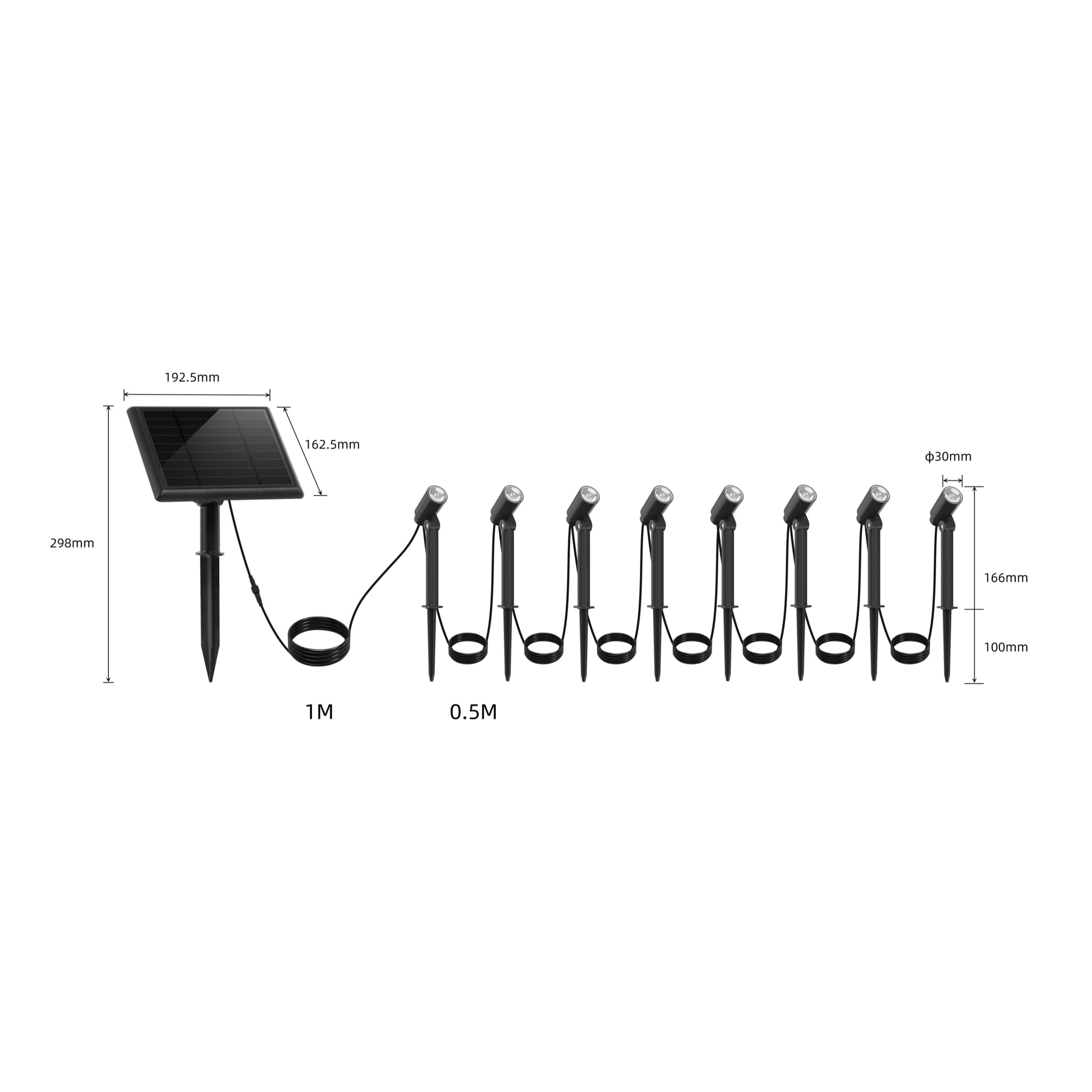 8 Spot solaire connecté MINI ROUNDY 100L