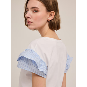 Motivi - Camiseta con mangas de volantes - Blanco