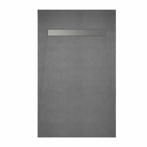 Receveur de Douche à Carreler 140x80cm à Ecoulement Linéaire - Grille Chrome et Bonde