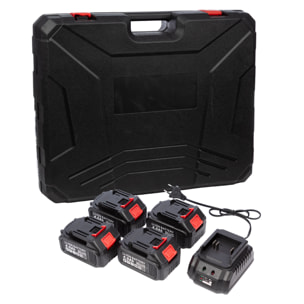 Set de 5 herramientas eléctricas, radial angular, martillo perforador, taladro, sierra de calar y llave de impacto 21V. 4 baterias de 13000 mah