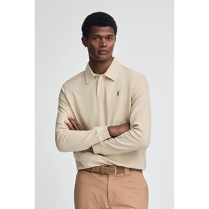 Polo beige con miscroestructura y bordado Rigby go