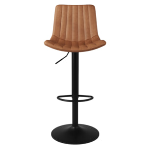 Lot de 2 chaises de bar réglables 62,5/83 cm camel en cuir synthétique - Killi