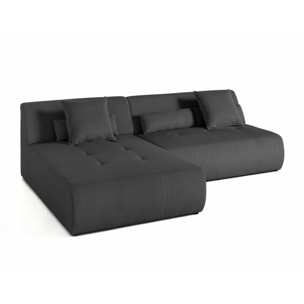 Onyx - canapé modulable d'angle réversible 4 places - en velours côtelé - Gris foncé
