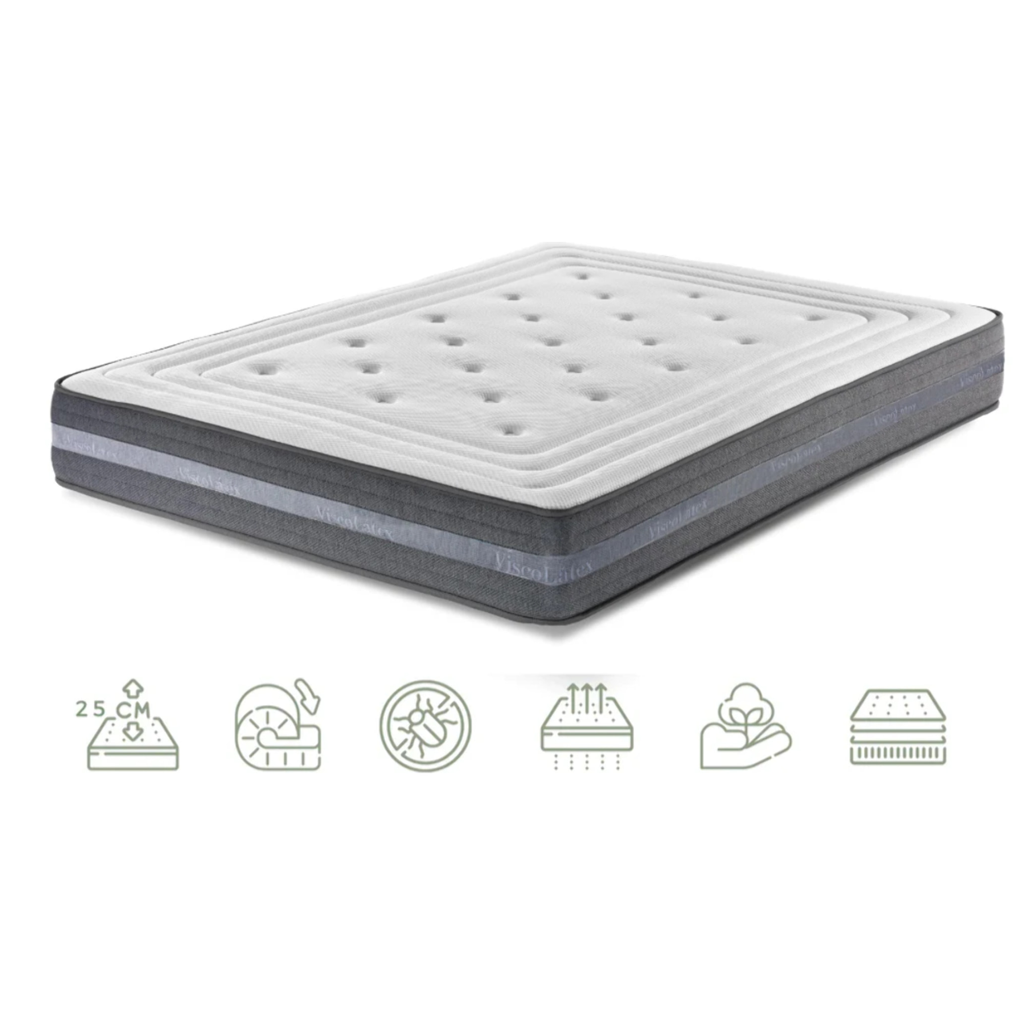 Colchón De Alta Gama Deluxe 4D de 25 Cm con viscoelástica - ErgonÃ³mico | Certificado Sanitized y Oeko-Tex