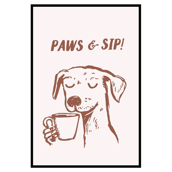 Affiche encadrée chien café minimaliste Affiche + cadre en métal - Noir
