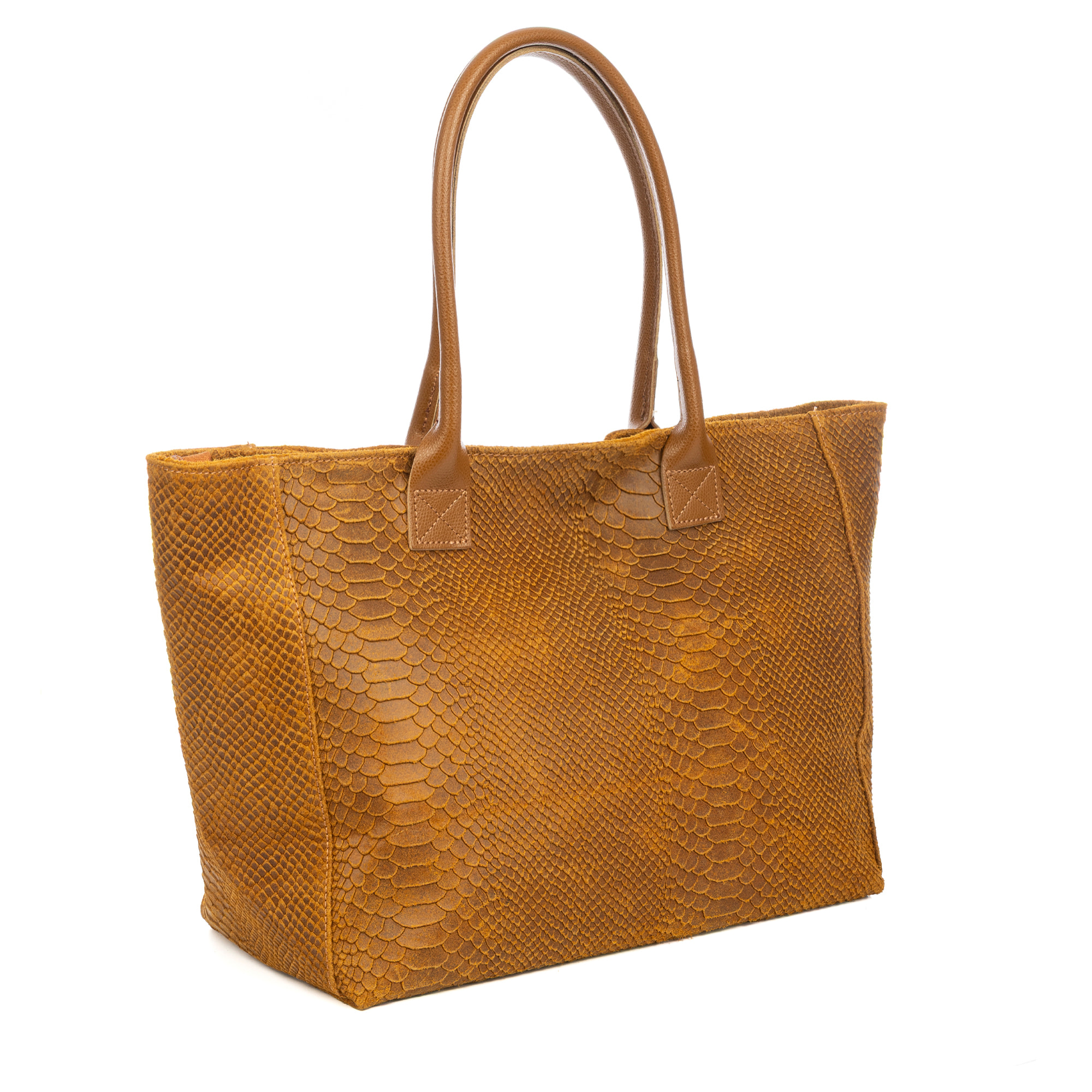 Avola borsa a spalla donna. Pelle autentica camoscio serpente inciso.