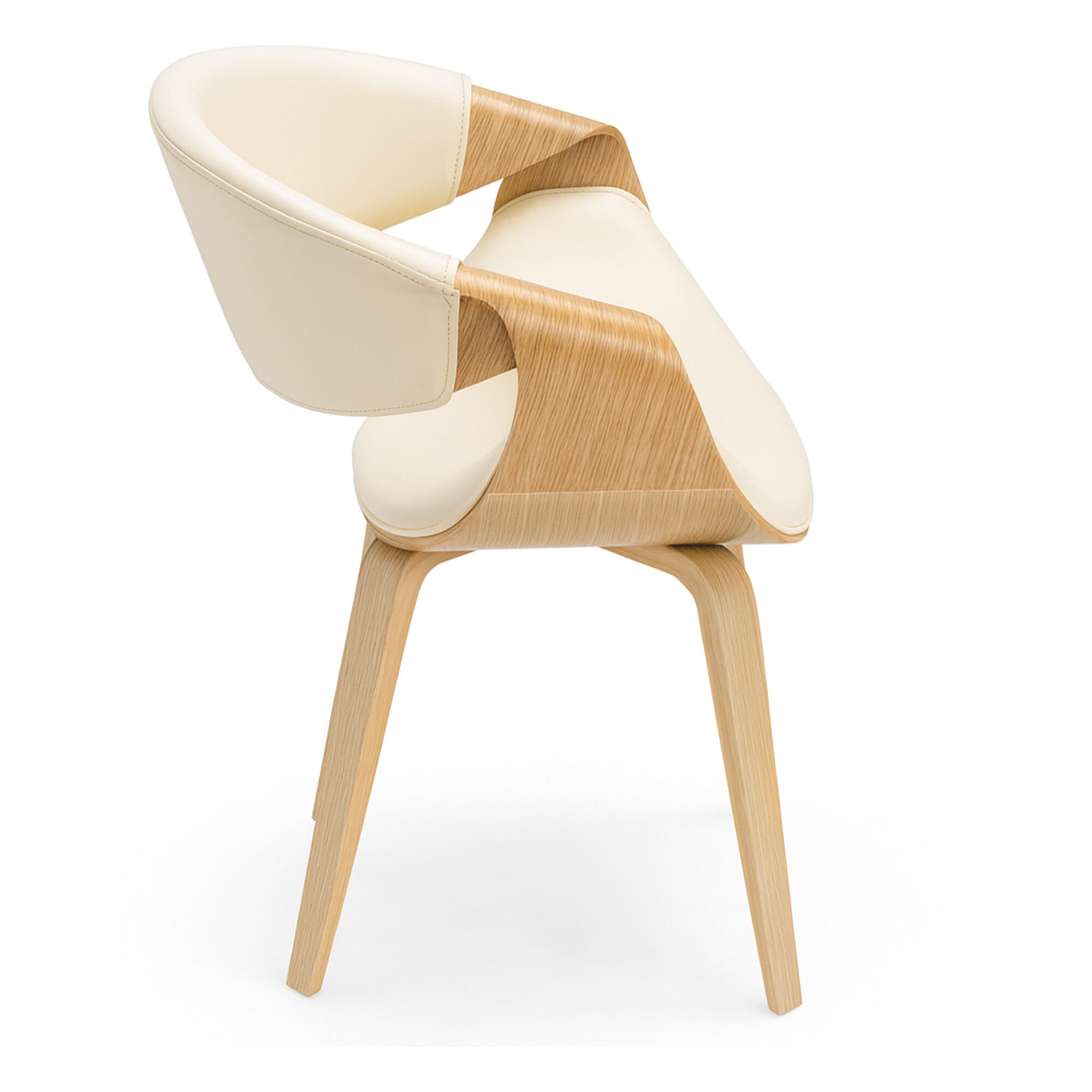 Yorkshire - Poltroncina Sedia in Legno Massello e Leatherette Bianca