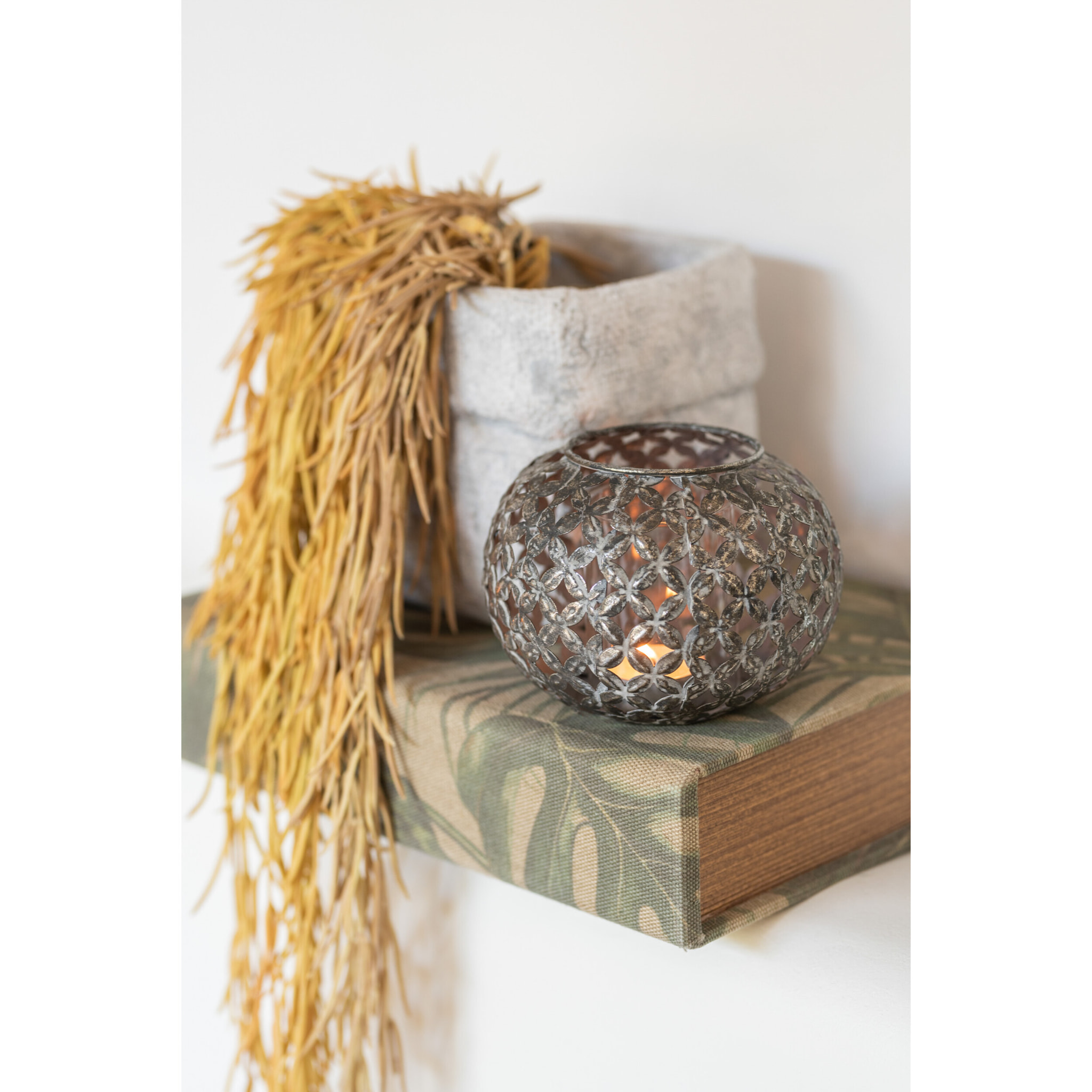 J-Line bougeoir Ajoure Fleur - métal - gris