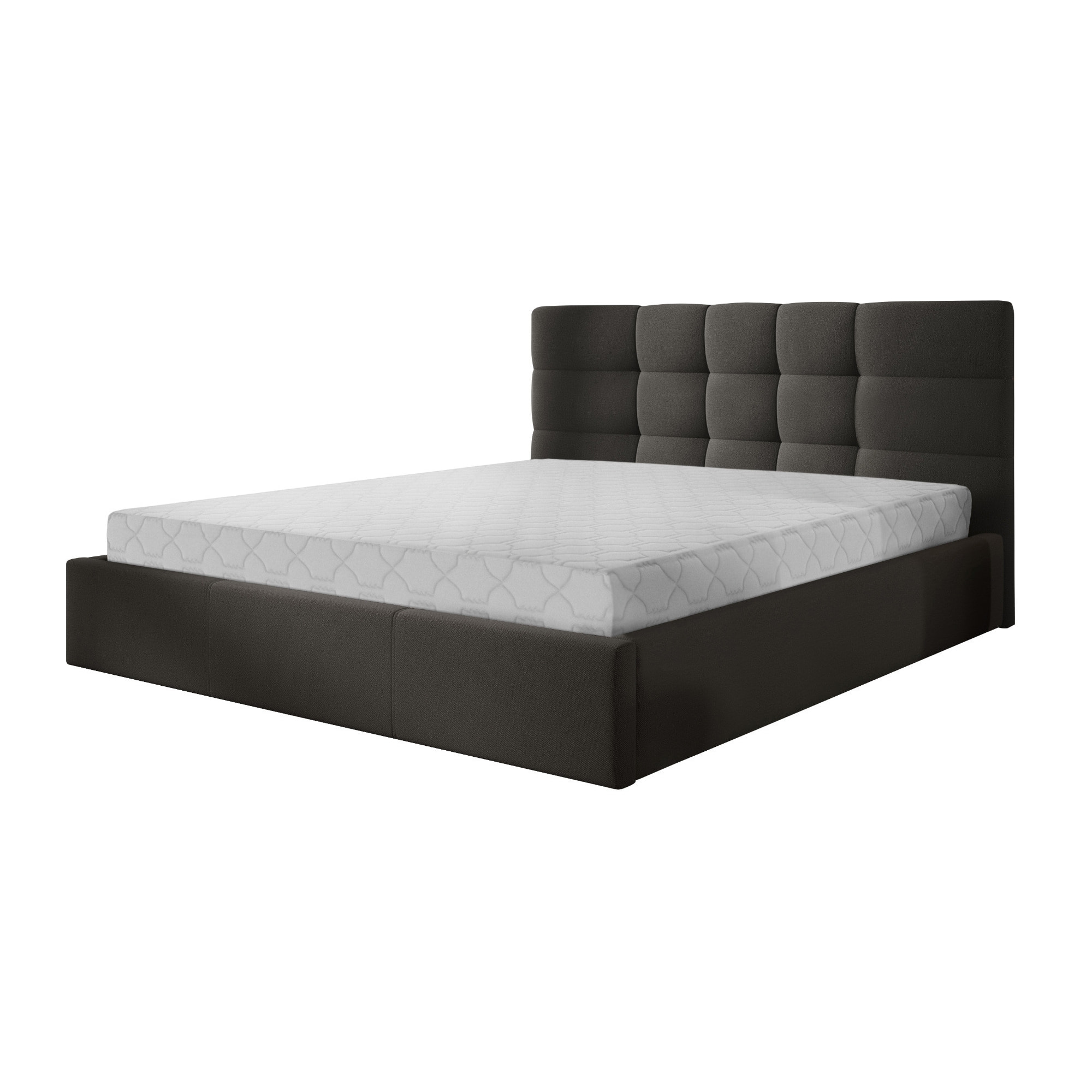 Mael - lit coffre - 160x200 - en tissu - sommier inclus - Gris Anthracite