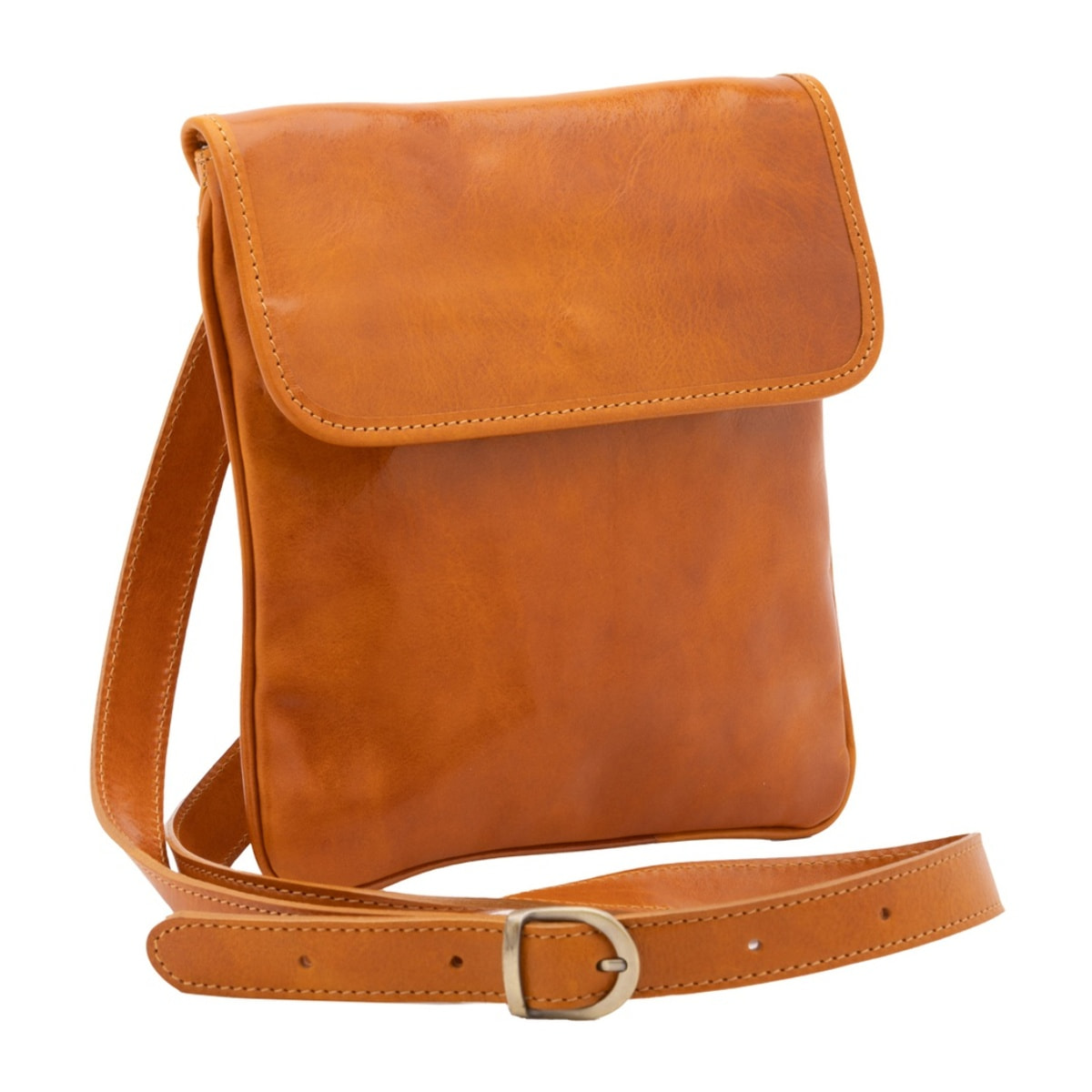 Borsa a tracolla da uomo in vera pelle - Modello False - Made in Italy - 25.0 x 23.0 x 4.0 cm