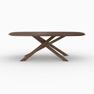 Table rectangulaire en bois d'hévéa massif foncé 10 personnes - Aladin