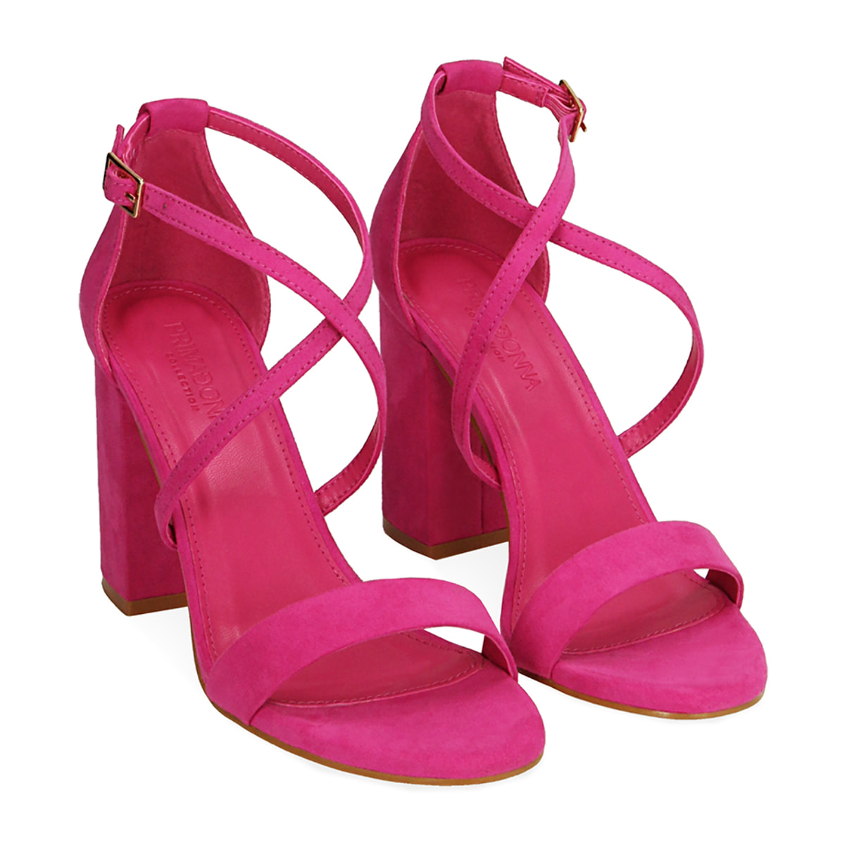 Sandalias fucsia en microfibra, tacón 9 cm