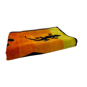 Telo Mare Spugna Jacquard Spiaggia Disegno Geko Stripe
