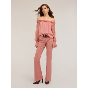Motivi - Blusa off-shoulder in chiffon - Rosa