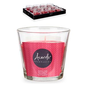 Pack 12 velas vaso, aroma a manzana y canela. Hasta 28h de duración.