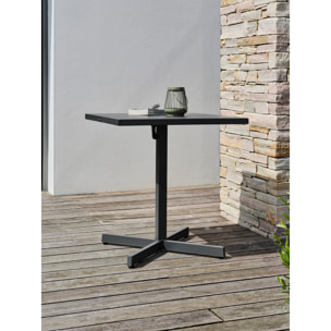 LOUISE - Ensemble repas de jardin 2 places en acier gris anthracite