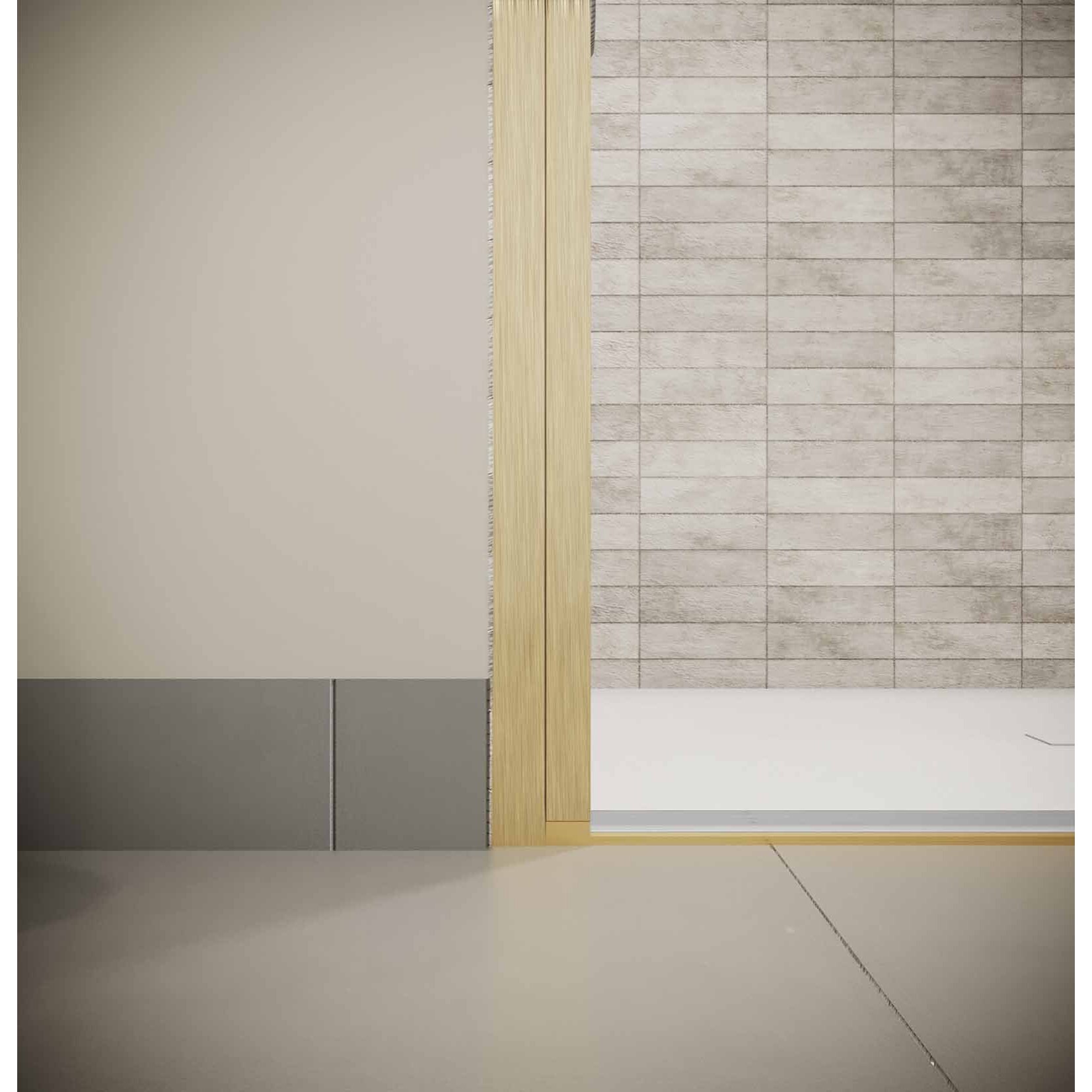 Porte de Douche Pivotante 70x195cm - Verre Trempe 8mm Anticalcaire - Alu Or Brosse - GOLD ELEMENTARY