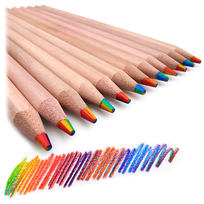 Set 12 lapiceros madera magic rainbow