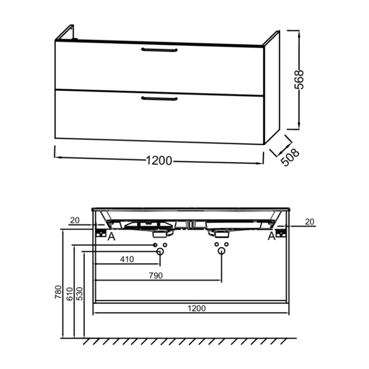 Meuble double vasque 120 cm Odéon Rive Gauche vert olivier